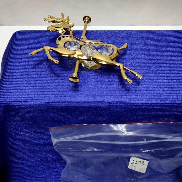 Crystal Delight 24K GP Reindeer Suncatcher Austrian Crystals Window Display 1997 - Picture 8 of 10